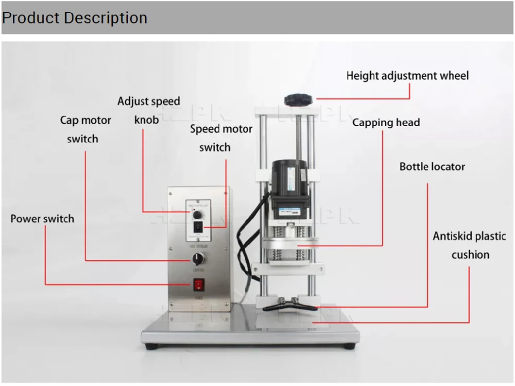 Hzpk Semi Automatic Pet Bottle Screw Capper Cap Compression Machine